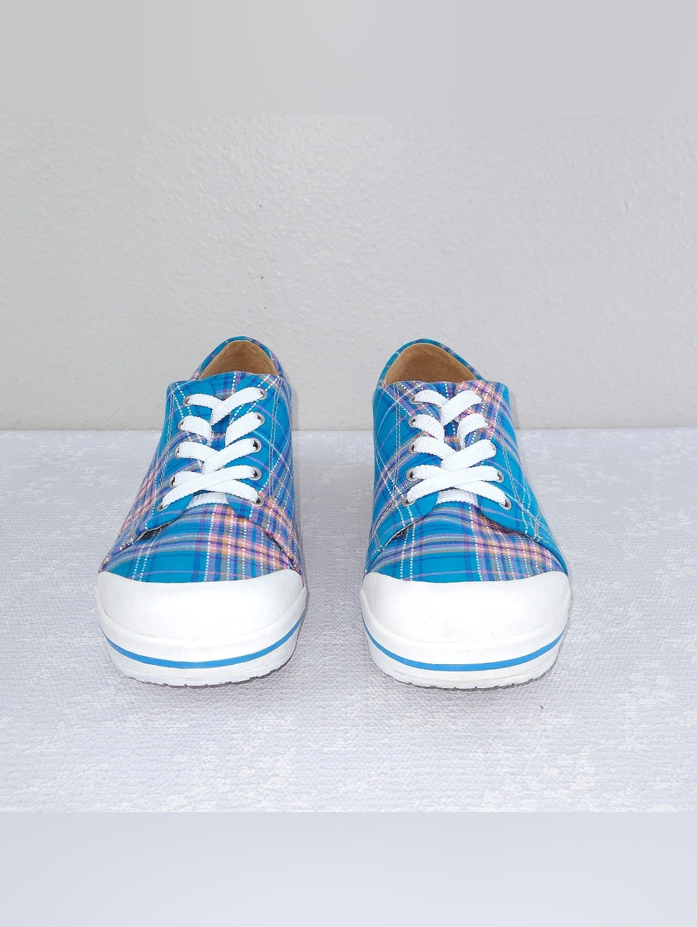 DANSKO Veda Vegan Clogs Lace-Up Sneakers EU 42 Blue Pink Plaid - Picture 4 of 10